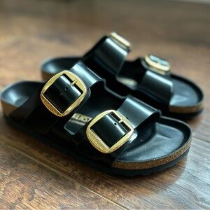 Birkenstock - NEW Arizona Big Buckle- Black with gold buckle